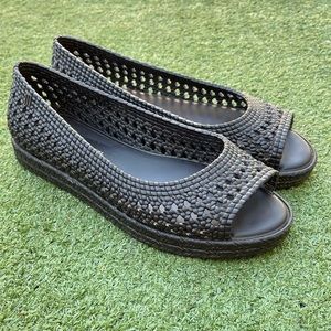 Melissa x jason Wu Black Woven Open Toe Shoes Preowned summer condition casual 7